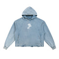 Almost Home |  Cropped Washed Frayed-Hem Hoodie