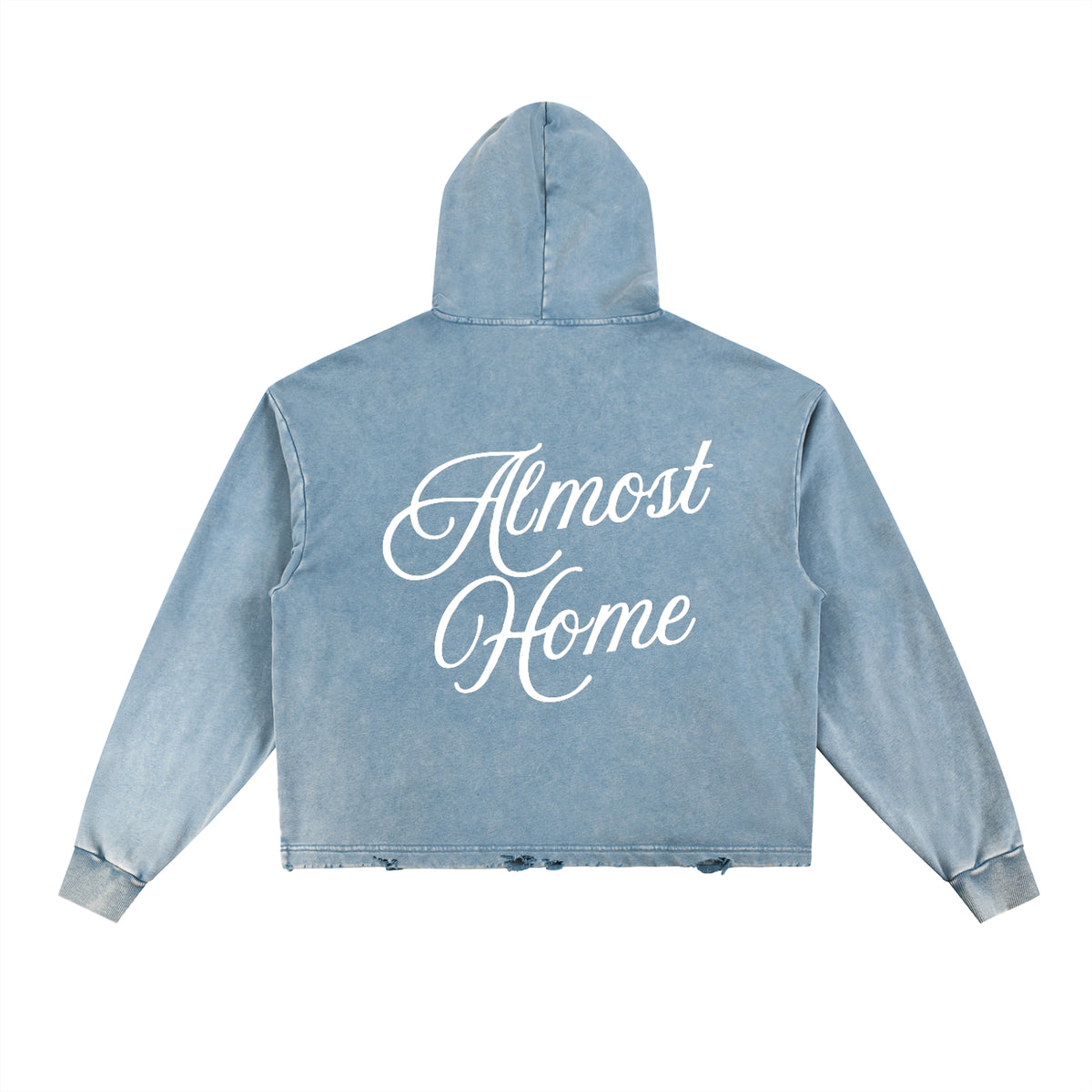 Almost Home |  Cropped Washed Frayed-Hem Hoodie