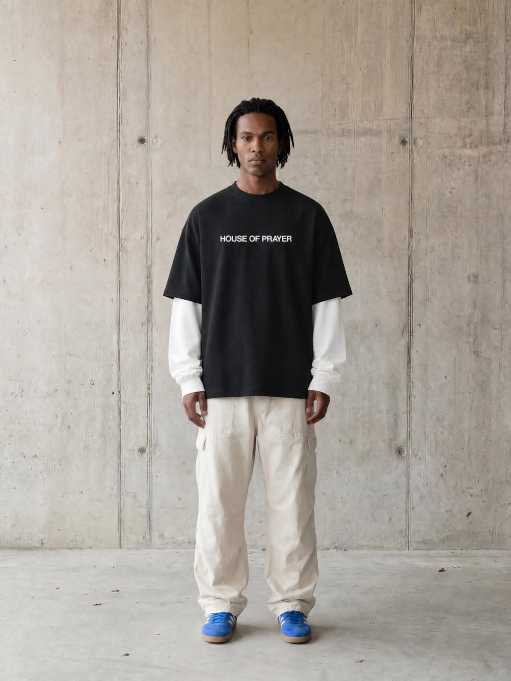 House of Prayer Embroidered Layered Cotton T-Shirt